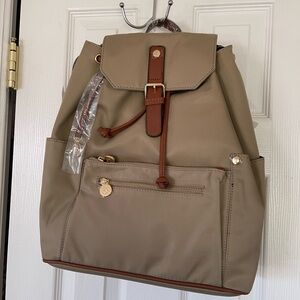 Chic Tan Backpack with Brown Details